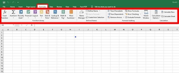 excel formulas tab